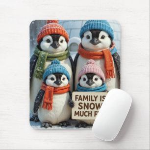 Mousepad Família Pinguim com Sinal Divertido