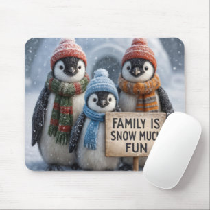 Mousepad Família Pinguim Em Flocos De Neve