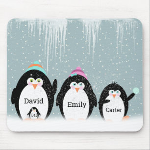 Mousepad Família Pinguim Na Neve