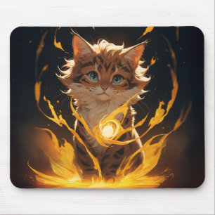 Mousepad Familiar de Incêndio de Gato de Tigre Místico