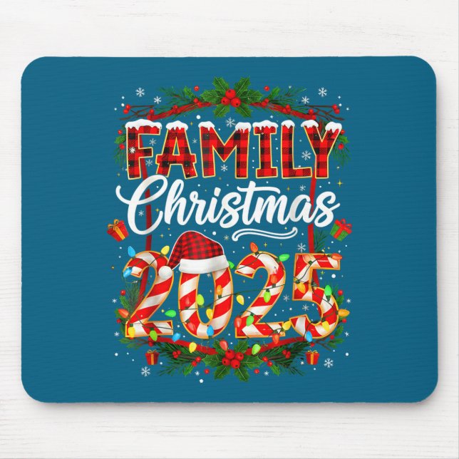 Mousepad Family Christmas 2025 Xmas Lights Santa Pajamas Ho (Frente)