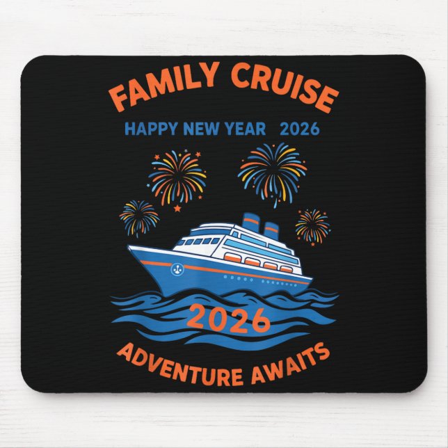 Mousepad Family Cruise Happy New Year 2026 Adventure  (Frente)