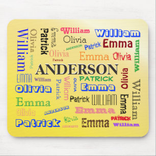 Mousepad Family Word Cloud Lineage Name Collage