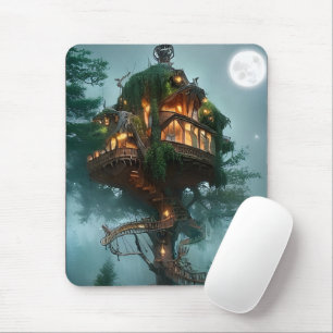 Mousepad Fantasia Casa na Árvore Arte Digital
