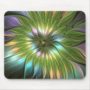 Mousepad Fantasia Colorida Luminosa Flores Arte Fractal