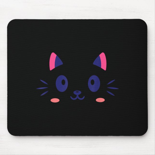 Mousepad Fantasia de Gatinho de Rosto de Gato para Hallowee (Frente)