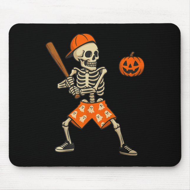Mousepad Fantasia de Halloween de Esqueleto de Beisebol Eng (Frente)