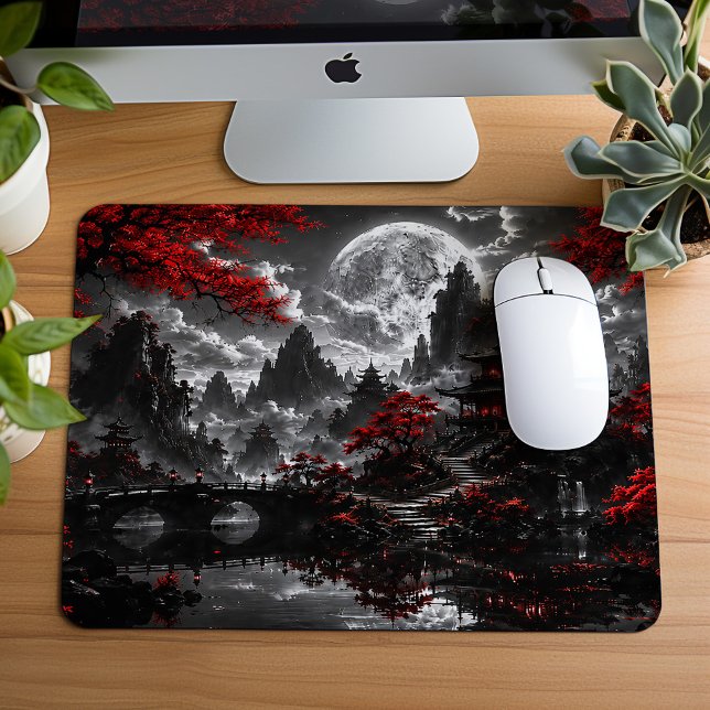 Mousepad Fantasia de Jardim Japonês ao Luar (Criador carregado)
