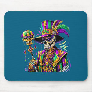 Mousepad fantasia de Mardi gras caveira de açúcar carnaval