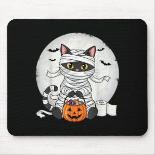 Mousepad Fantasia de Múmia de Gato Preto Fofa de Halloween