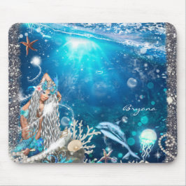 Mousepad Fantasia de Sereia Loira Praia Encantada Computado