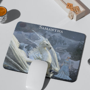 Mousepad Fantasia do Dragão de Inverno de Gelo Rainha e Nev