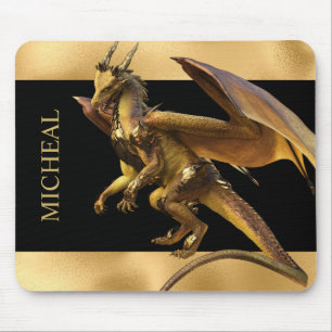 Mousepad Fantasia Personalizada do Dragão Dourado