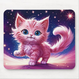 Mousepad Fantasia, rosa, fofinha, gatinho, olhos azuis bril
