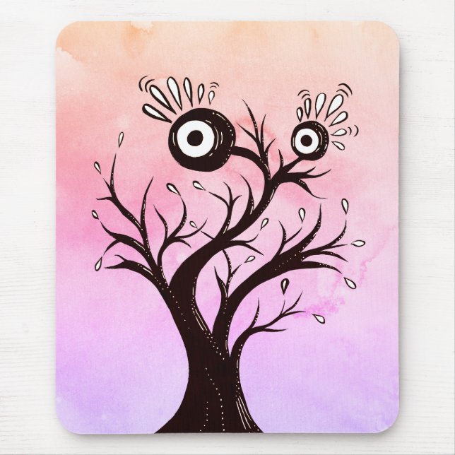 Mousepad Fantasia Rosa-Rosa-Arte-de-Árvore Louca (Frente)