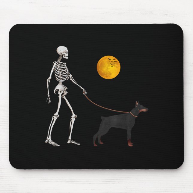 Mousepad Fantasias de Halloween do Cão Esqueleto Doberman (Frente)