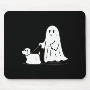 Mousepad Fantasma Andando Cachorro Ghostie Dia de as Bruxas