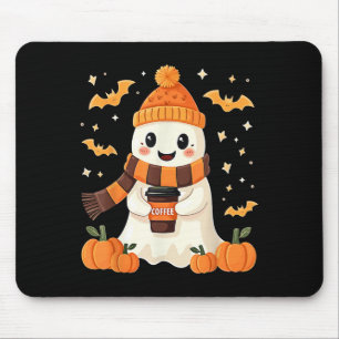 Mousepad Fantasma Bebendo Café Halloween Fantasma Fofo Café