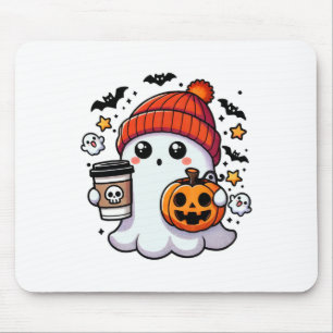 Mousepad Fantasma Bonita Do Halloween Com Abóbora E Café