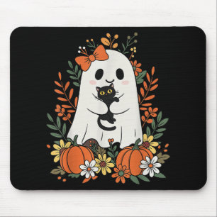 Mousepad Fantasma Bonita Vintage Com Gato Preto E Pumpkins