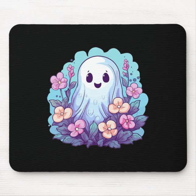 Mousepad Fantasma Bonito Com Flores Que Crianças Fantasmas (Frente)
