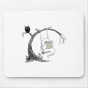 Mousepad Fantasma Bonito Nascendo Livro de Leitura Hallowee
