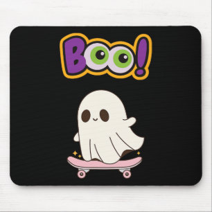 Mousepad Fantasma Boo Fofo e Divertido Andando de Skate par