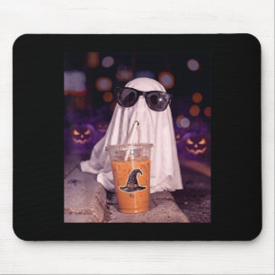 Mousepad Fantasma boo legal bebendo café gelado halloween