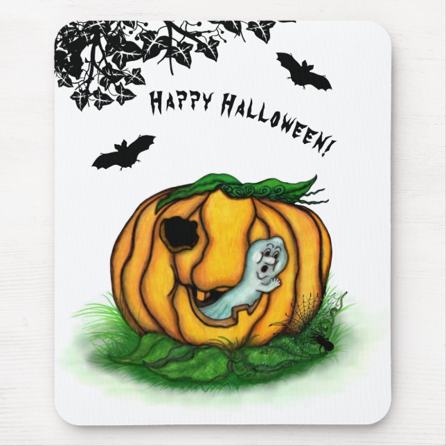 Mousepad Fantasma do Halloween, Bat, Ghost e Spider (Frente)