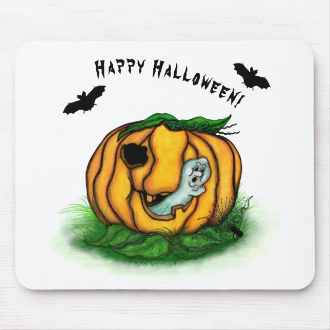 Mousepad Fantasma do Halloween, Bat, Ghost e Spider (Frente)