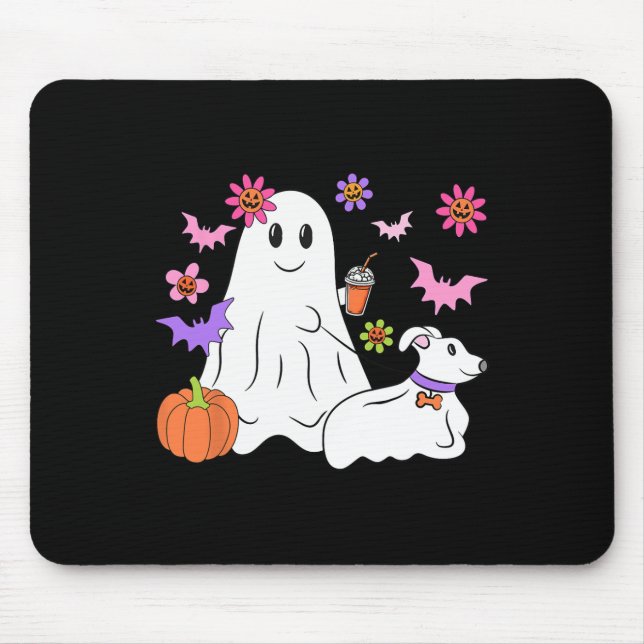 Mousepad Fantasma Engraçado Andando Cachorro Spooky Ghost C (Frente)