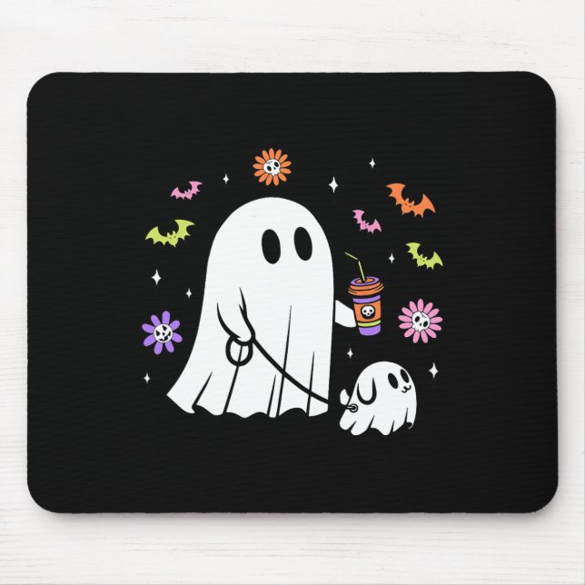 Mousepad Fantasma Engraçado Andando Cachorro Spooky Ghost C (Frente)