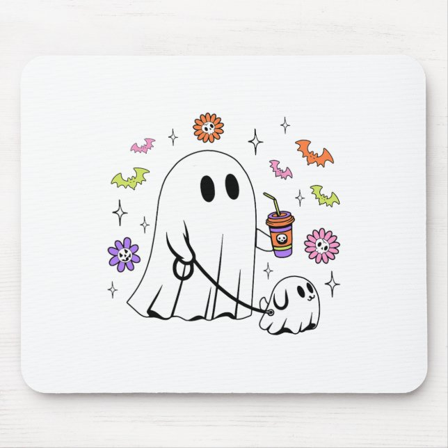 Mousepad Fantasma Engraçado Andando Cachorro Spooky Ghost C (Frente)