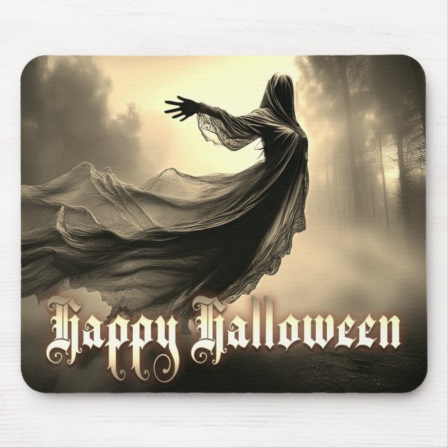 Mousepad Fantasma Feminino Negro no Inferno - Halloween (Frente)