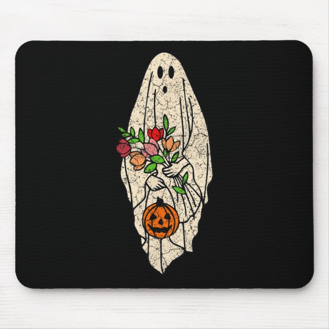 Mousepad Fantasma Floral Ghost Cute Halloween Figurume Engr (Frente)