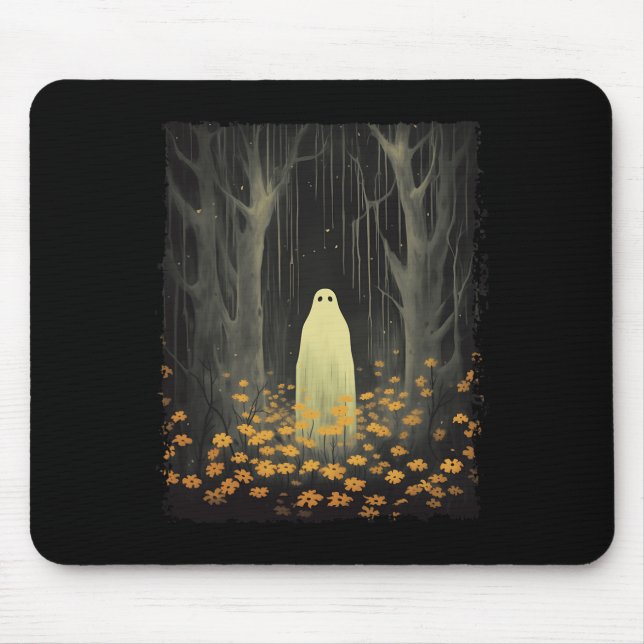 Mousepad Fantasma Gótico No Truque De Halloween Da Floresta (Frente)