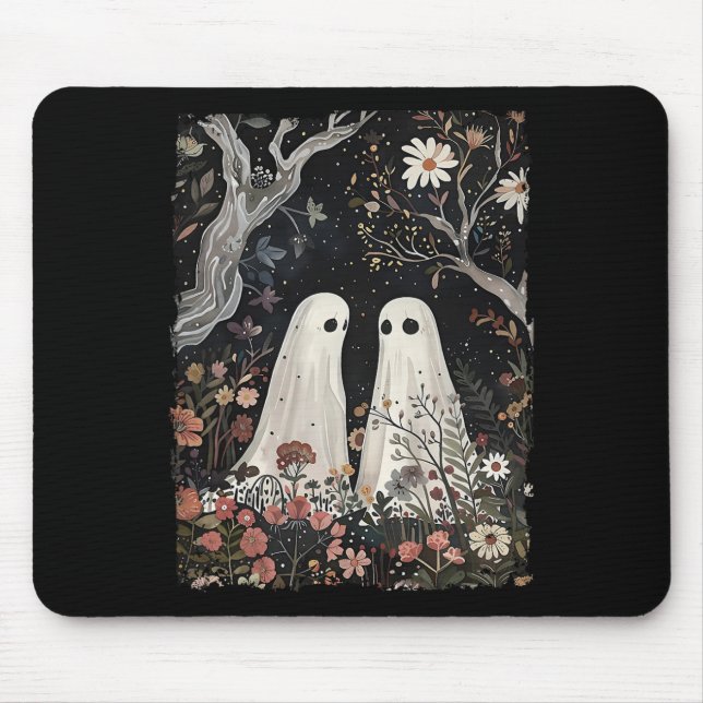 Mousepad Fantasma Na Floresta Flor, A Época Spooky Do Hallo (Frente)