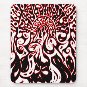 Mousepad Fantasma Psicodélico - Preto Branco e Vermelho