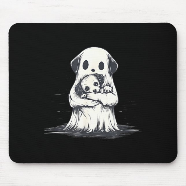 Mousepad Fantasma segurando cachorrinho Roupa engraçada de  (Frente)
