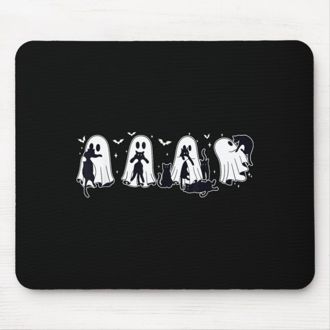 Mousepad Fantasma segurando gato preto Halloween amante de  (Frente)