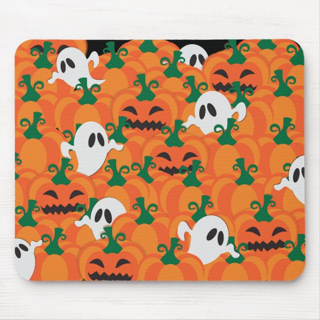 Mousepad Fantasmas de Halloween Pomar de Abóbora Assombrada (Frente)