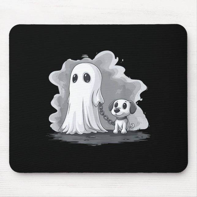 Mousepad Fantasmas segurando cachorrinho, fantasia engraçad (Frente)