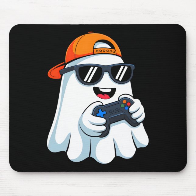 Mousepad Fantástico Fantasma Jogando Vídeo Jogo Halloween J (Frente)