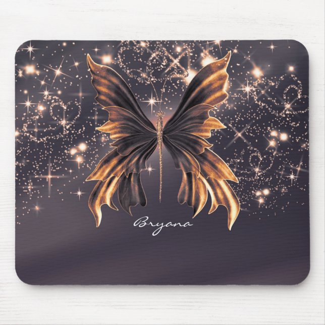 Mousepad Fantasy Butterfly Dourada Sparkle (Frente)