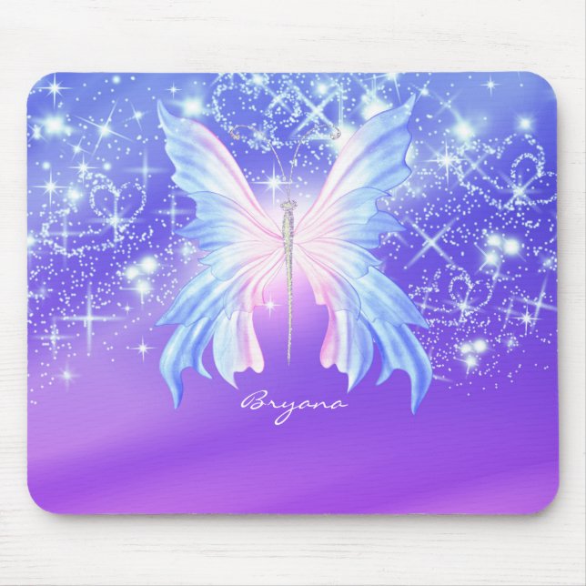 Mousepad Fantasy Butterfly Pink & Purple Sparkle (Frente)