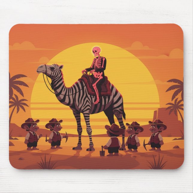 Mousepad Fantasy Image of Skeleton Riding Striped Camel (Frente)