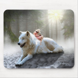 Mousepad Fantasy Wolf and Girl