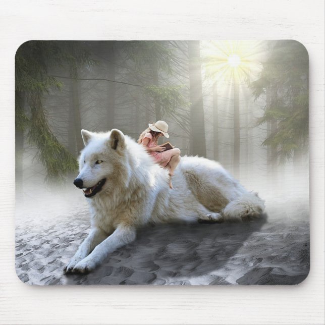 Mousepad Fantasy Wolf and Girl (Frente)