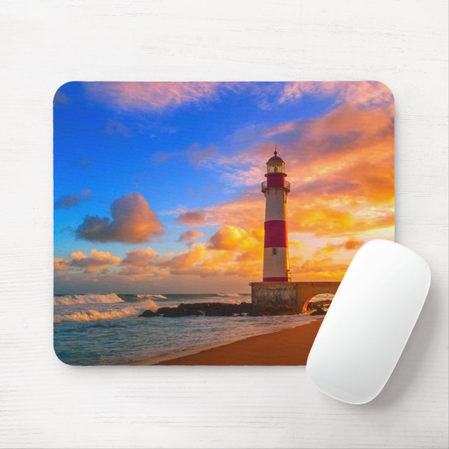 Mousepad Faróis | Farol de Itapuã Brasil (Com mouse)
