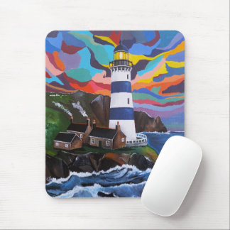 Mousepad Farol Acima das Ondas Pintura por Alfred Fox